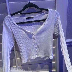 long sleeve white brandy melville top